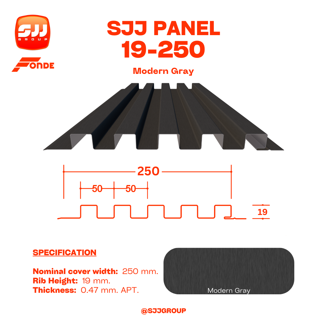 เมทัลชีท เหมือนไม้จริง SJJ Panel 19-250 ลายพิเศษ หนา 0.47 มม. APT