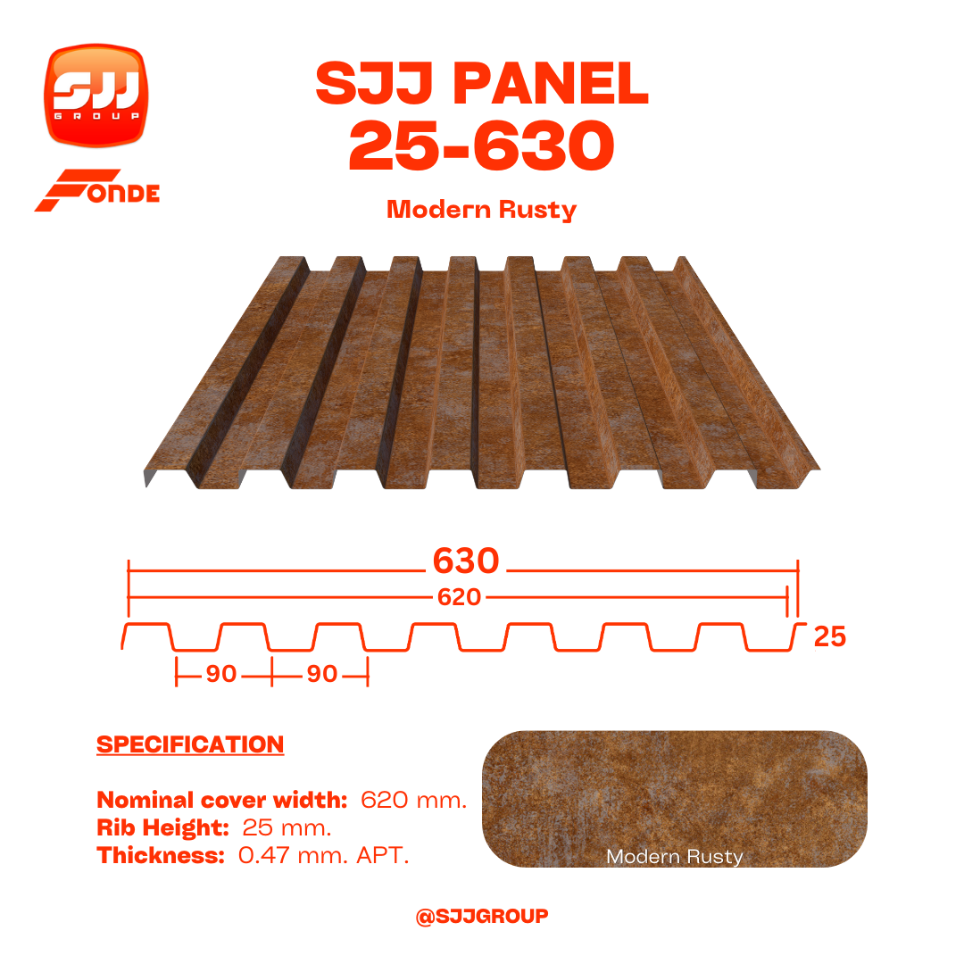 เมทัลชีท ลายพิเศษ SJJ Panel 25-630 หนา 0.47 มม. APT