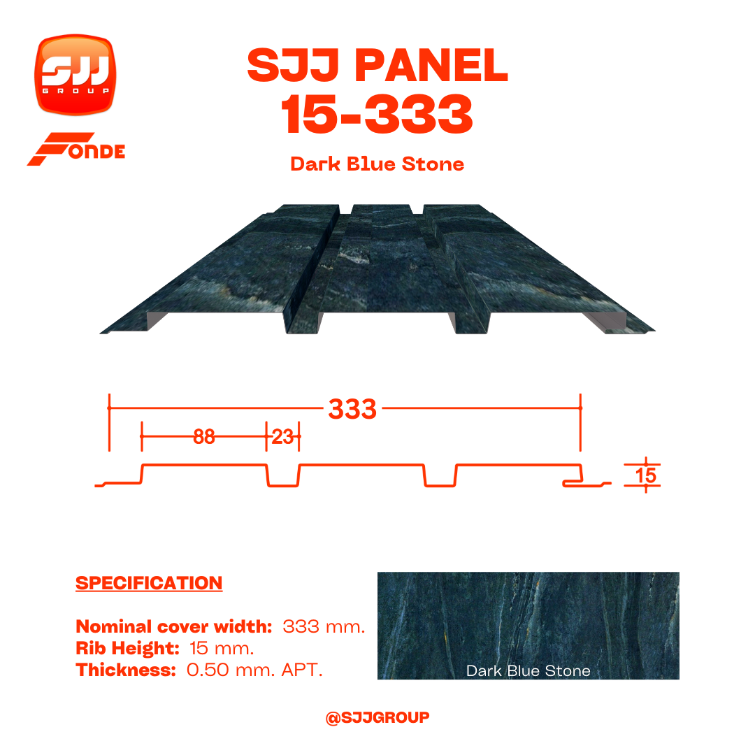 เมทัลชีท พิมพ์ลาย Dark Blue Stone SJJ Panel 15-333 หนา 0.47 มม. APT